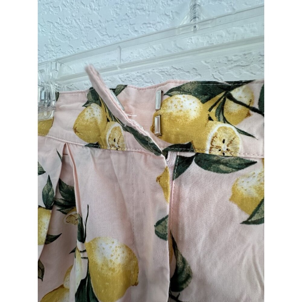 Mackenzie & Me Womens Shorts L Pink 100% Cotton Lemon‎ Print Tuscany Italy Farm - Picture 2 of 12